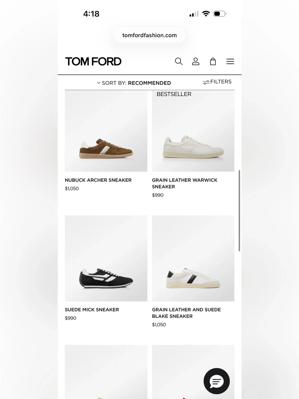 Tom Ford White Leather Sneakers with Black Side Stripes